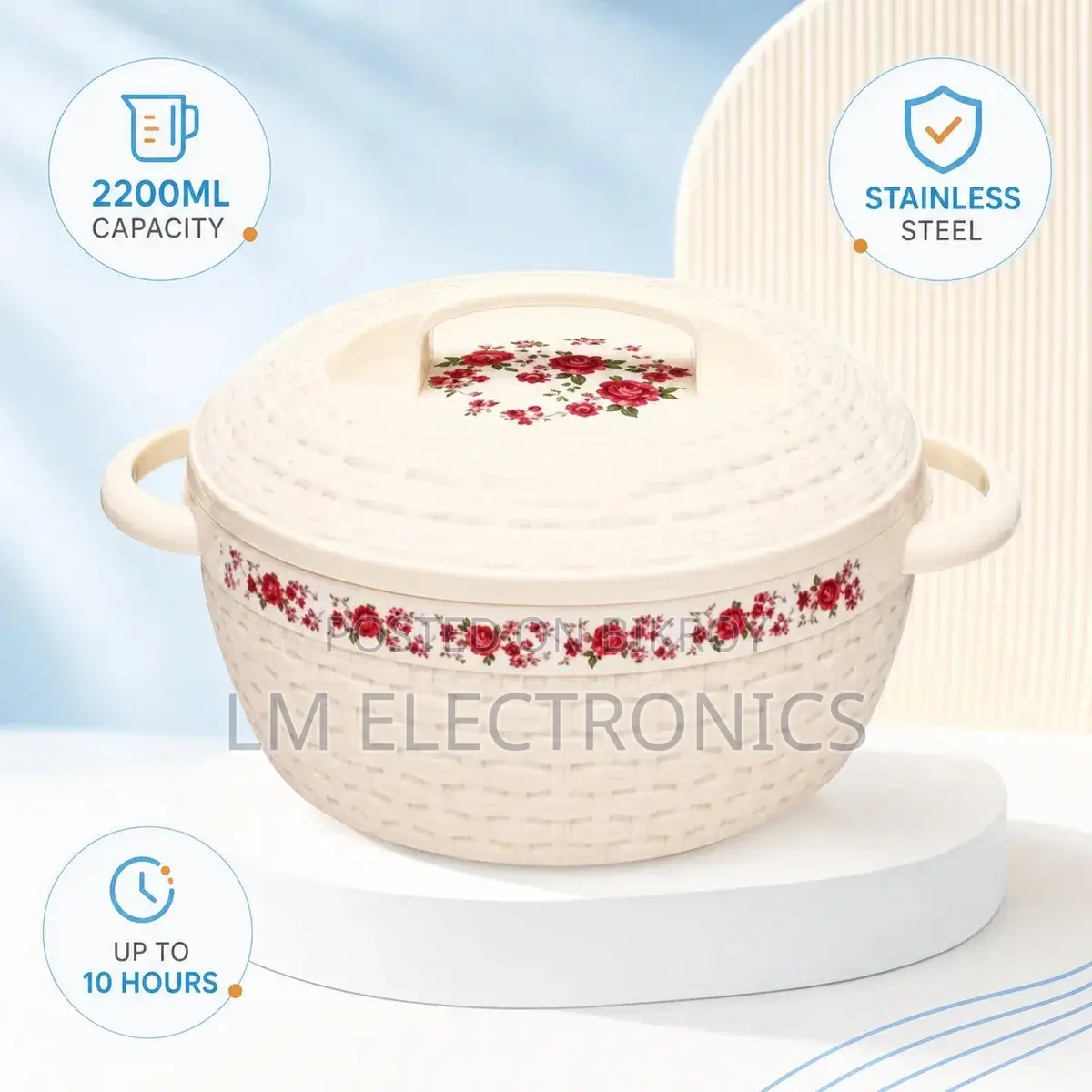 Kiam Flora Stainless Steel Food Hot Pot – 2200 ML