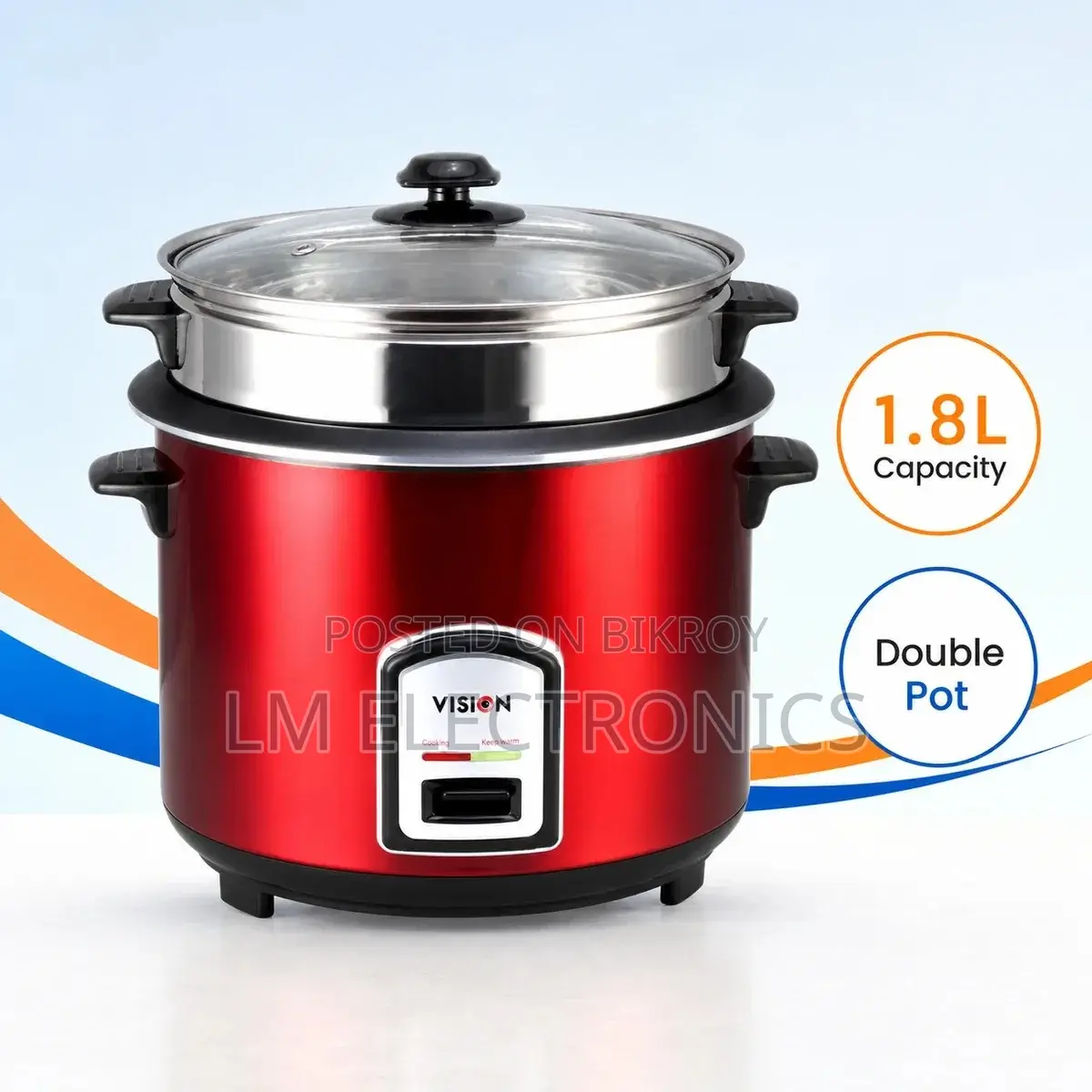 Vision Rice Cooker 1.8 L REL-40-06 SS Red (Double Pot)