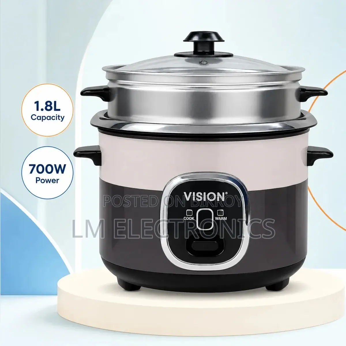 Vision Rice Cooker 1.8L REL-Delight (Double Pot) with Steamer 700W