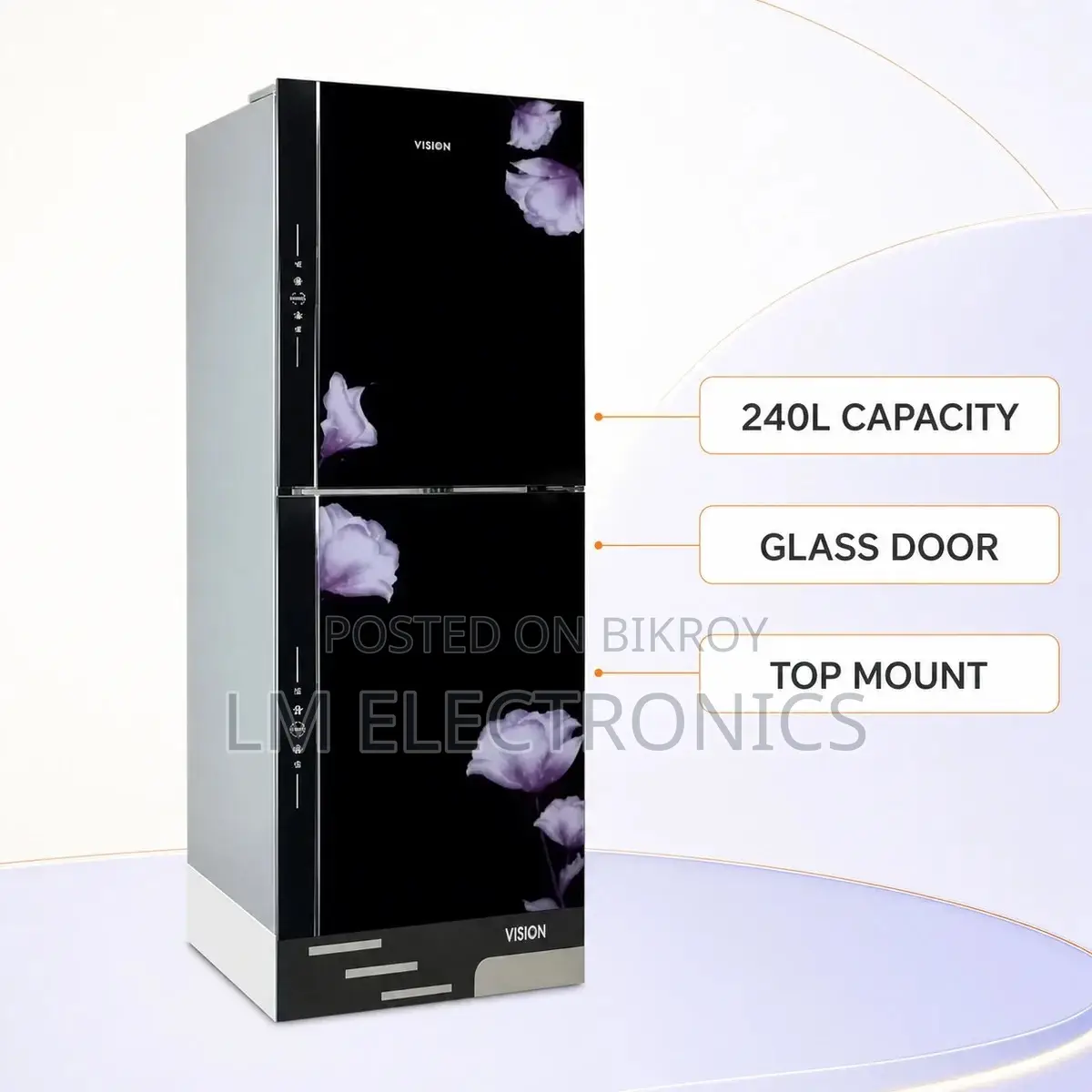 Vision VSN GD Refrigerator RE-240L Mirror Purple FL-TM