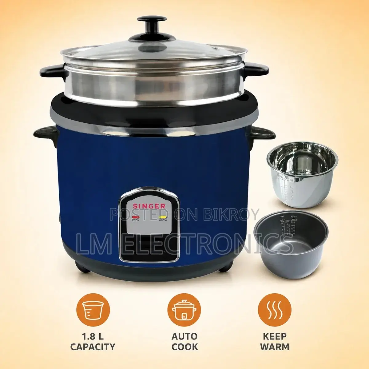Singer 1.8L Automatic Rice Cooker with Keep Warm Function