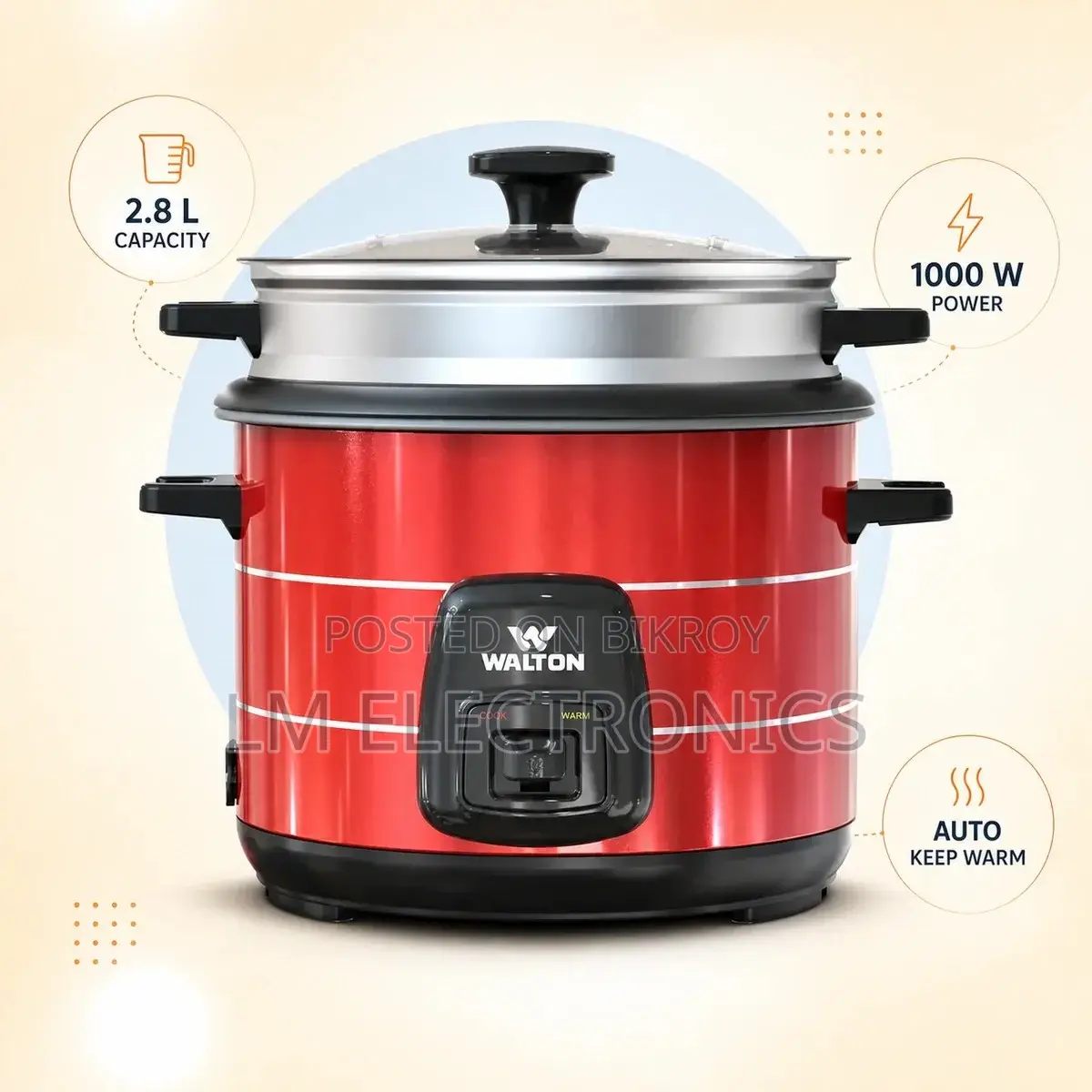 Walton 2.8 Liter Rice Cooker