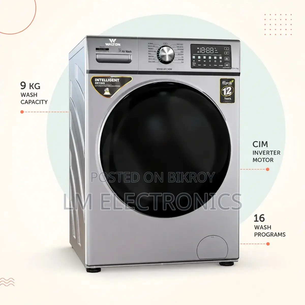 Walton 9Kg Front Loading Inverter Washing Machine