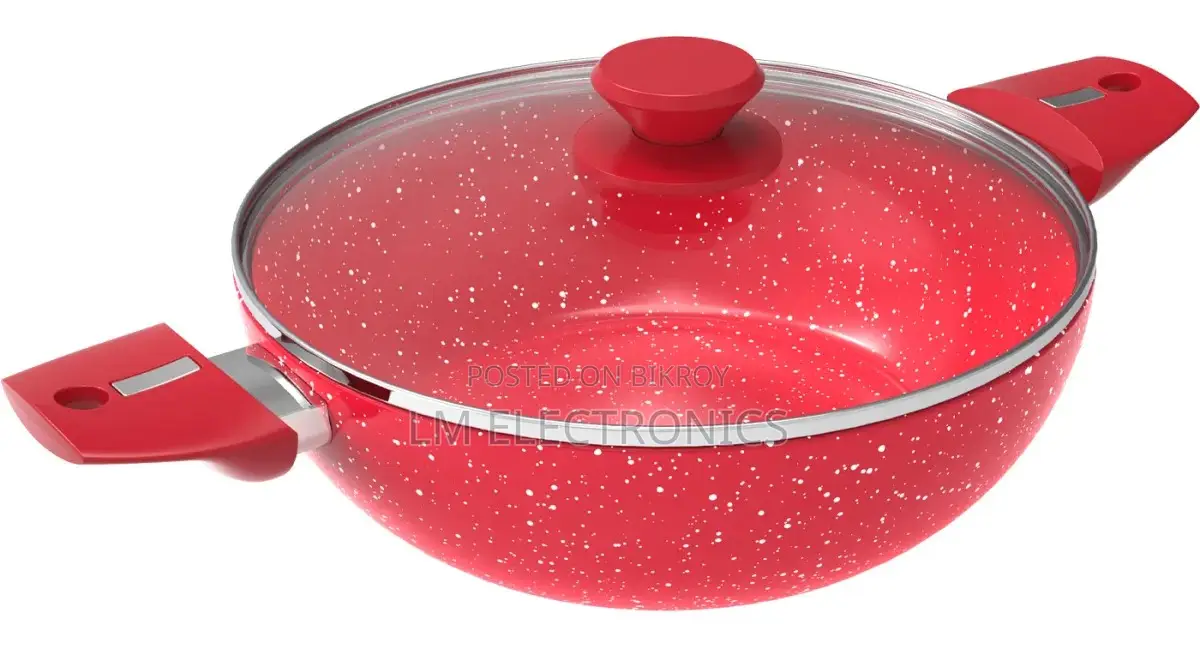 Walton Ceramic Coated Wok Pan With Glass Lid 24 cm