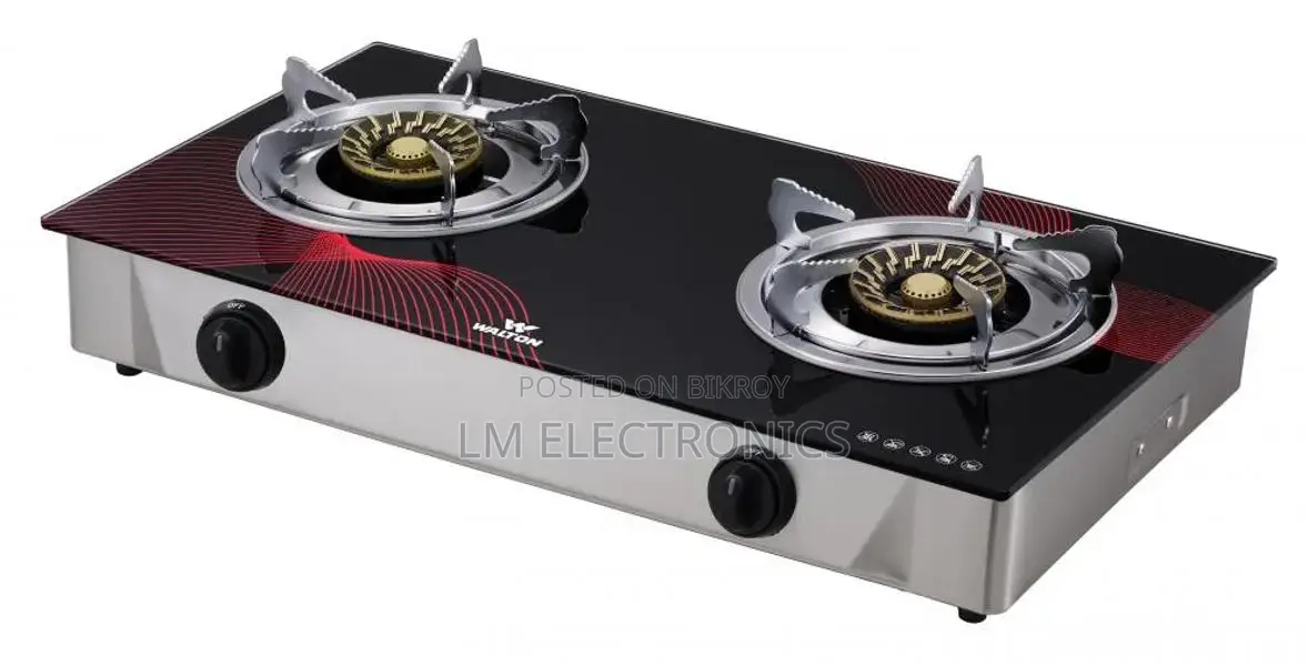 Walton Double Burner Glass Gas Stove Camellia