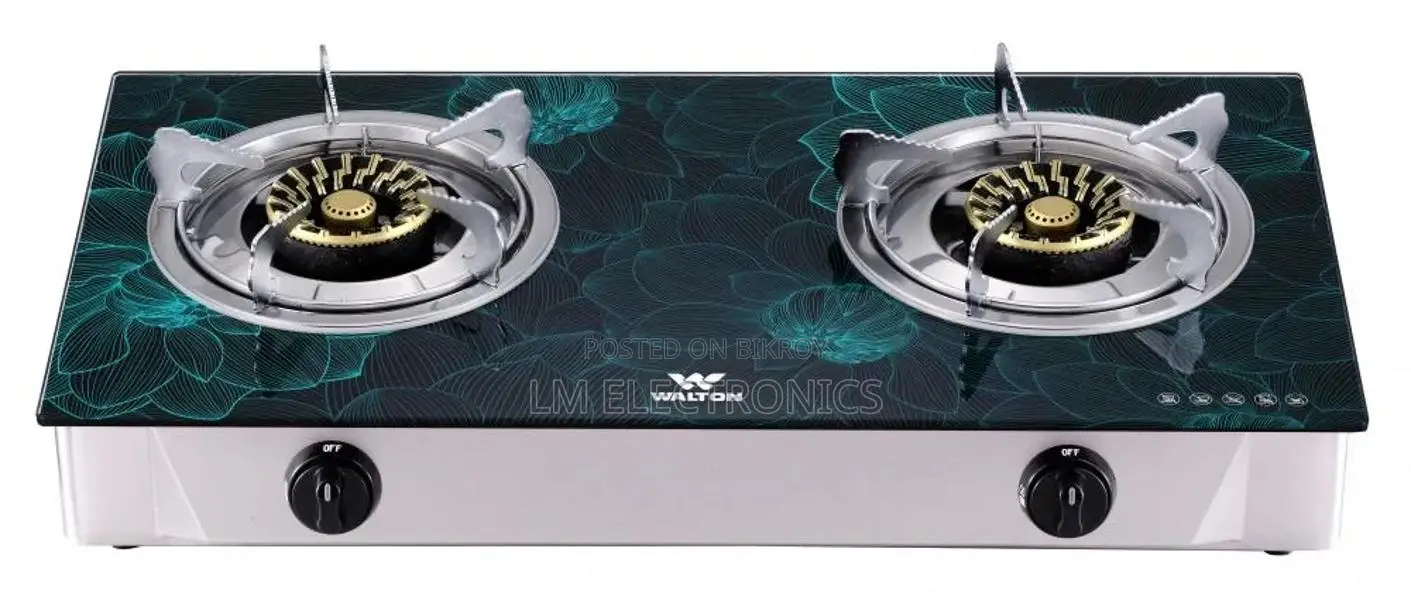 Walton Double Burner Glass Gas Stove Camellia