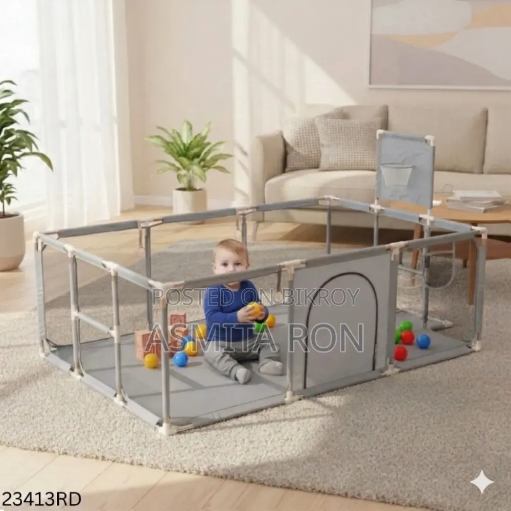 Baby Playpen 4x6 Feet Basket With 50 Balls & Waterproof Foam Mat
