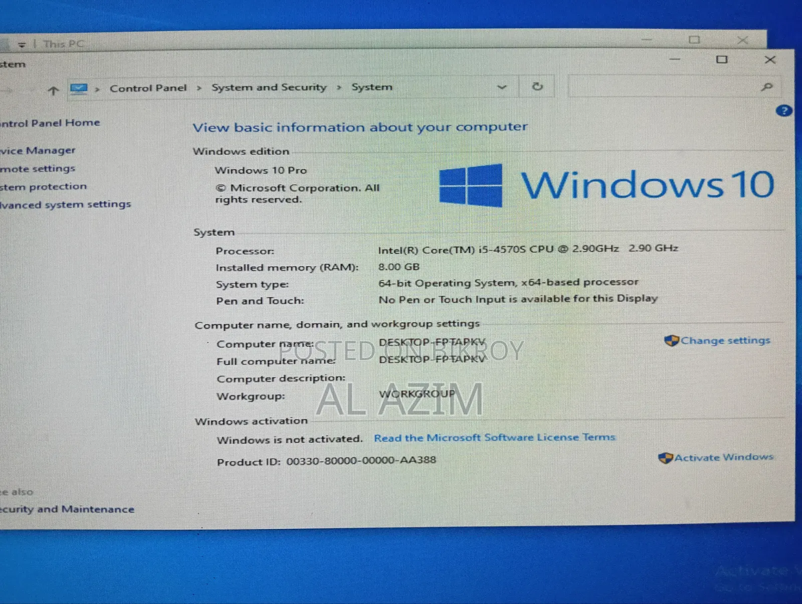 Desktop Computer 8GB Intel Core i5 SSD 256GB