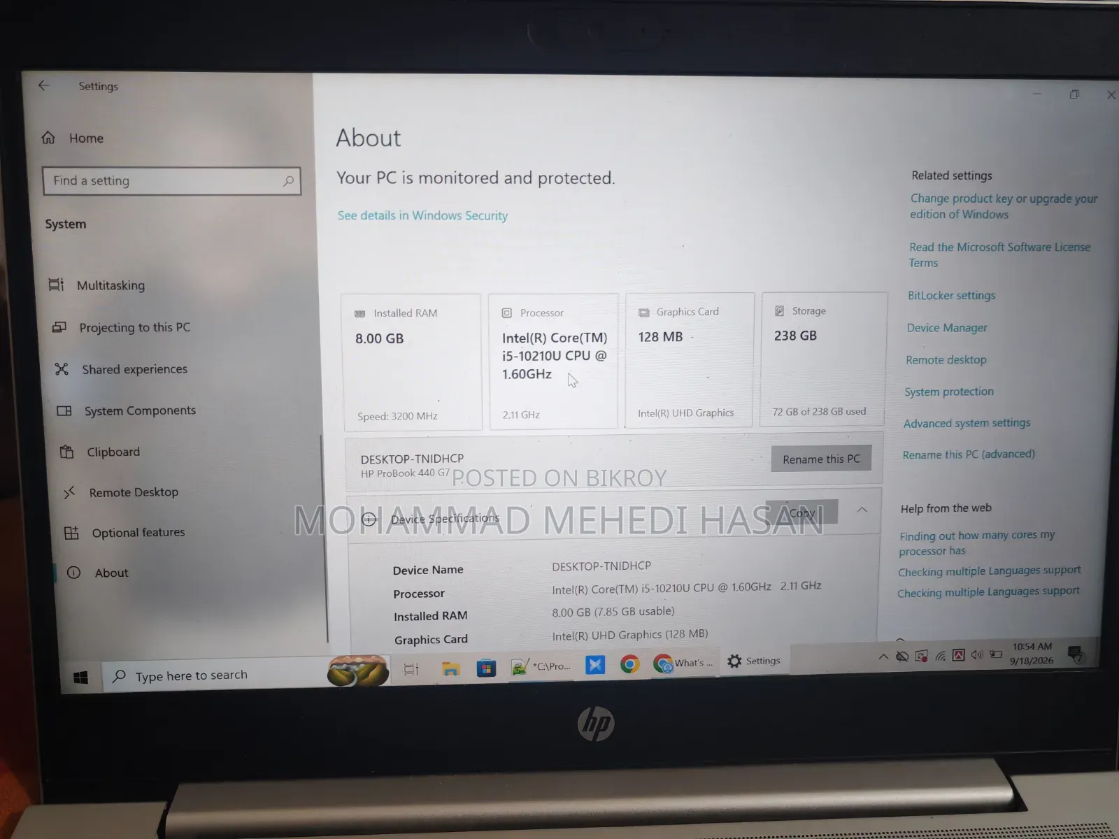 Laptop HP ProBook 440 8GB Intel Core i5 SSD 256GB