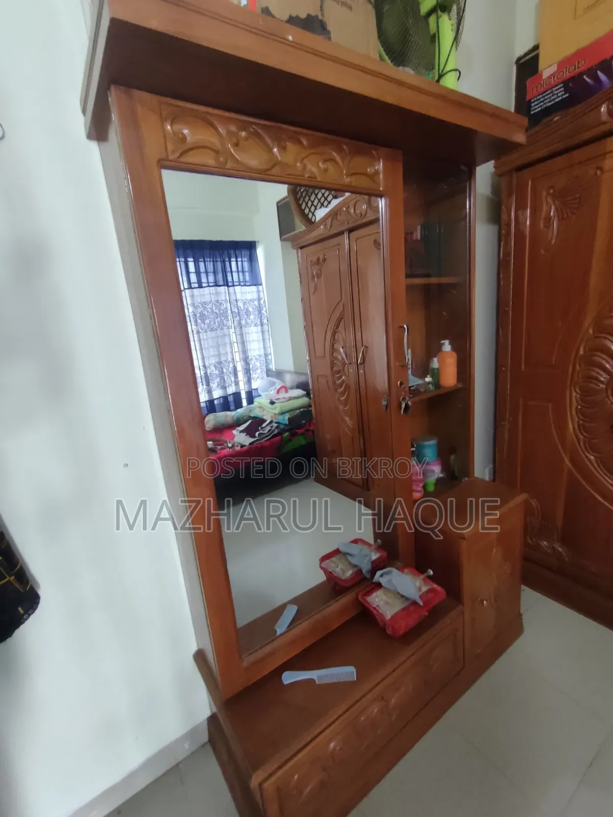 Mahogany Wood Dressing Table - Dressing Table With Drawer & Cabinet