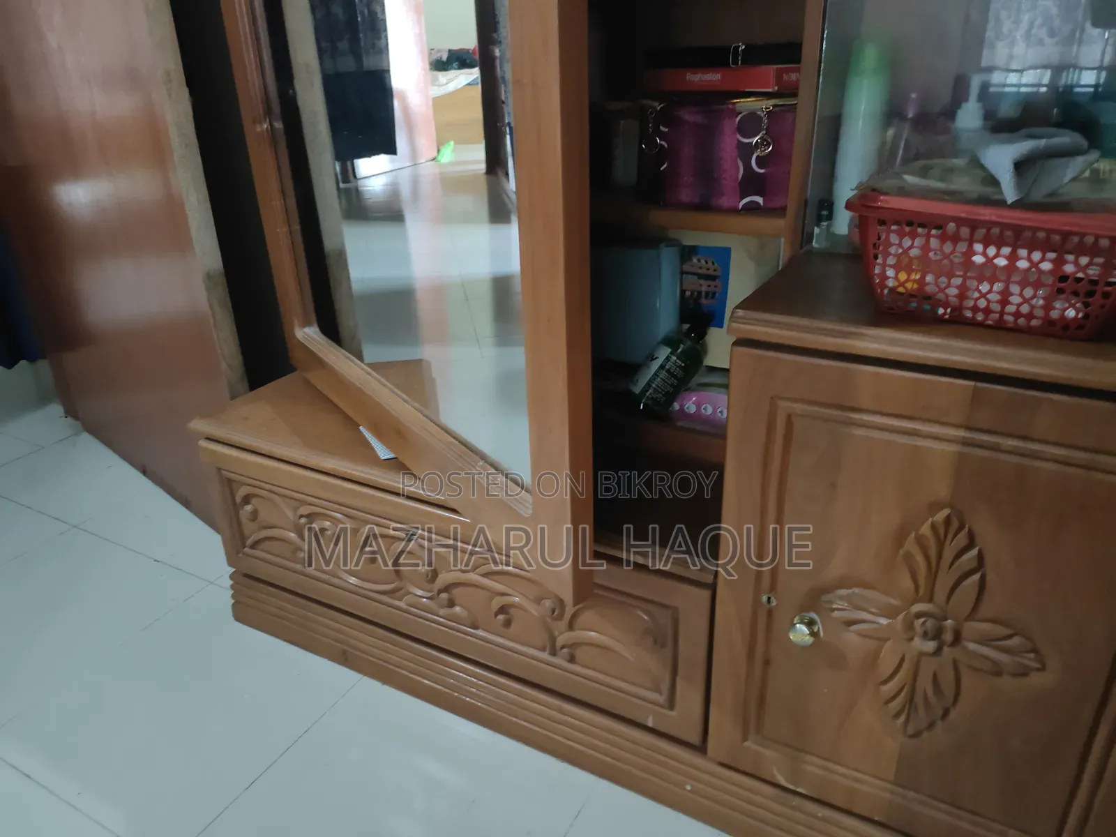 Mahogany Wood Dressing Table - Dressing Table With Drawer & Cabinet