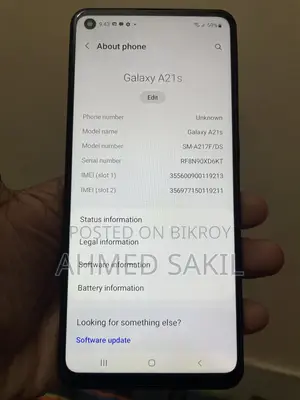 স্যামসাং গ্যালাক্সি এ২১এস ৬৪ জিবি ব্ল্যাক