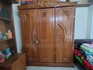 Mahogany Wooden 3-Door Almirah (2 Pieces / Detachable Design Almirah)