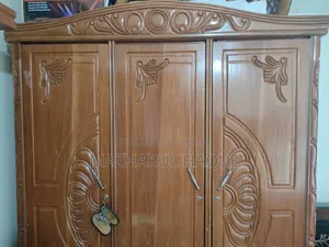 Mahogany Wooden 3-Door Almirah (2 Pieces / Detachable Design Almirah)