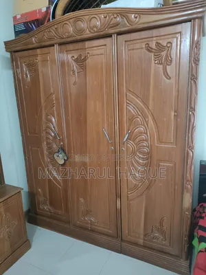 Mahogany Wooden 3-Door Almirah (2 Pieces / Detachable Design Almirah)