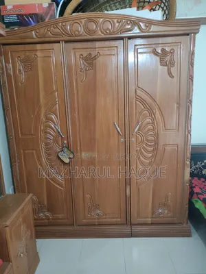 Mahogany Wooden 3-Door Almirah (2 Pieces / Detachable Design Almirah)