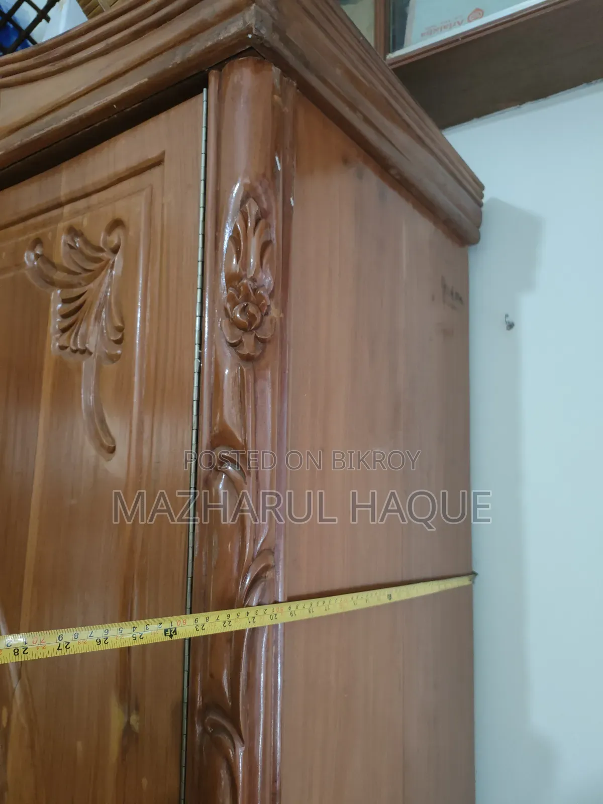 Mahogany Wooden 3-Door Almirah (2 Pieces / Detachable Design Almirah)