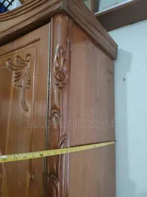 Mahogany Wooden 3-Door Almirah (2 Pieces / Detachable Design Almirah)