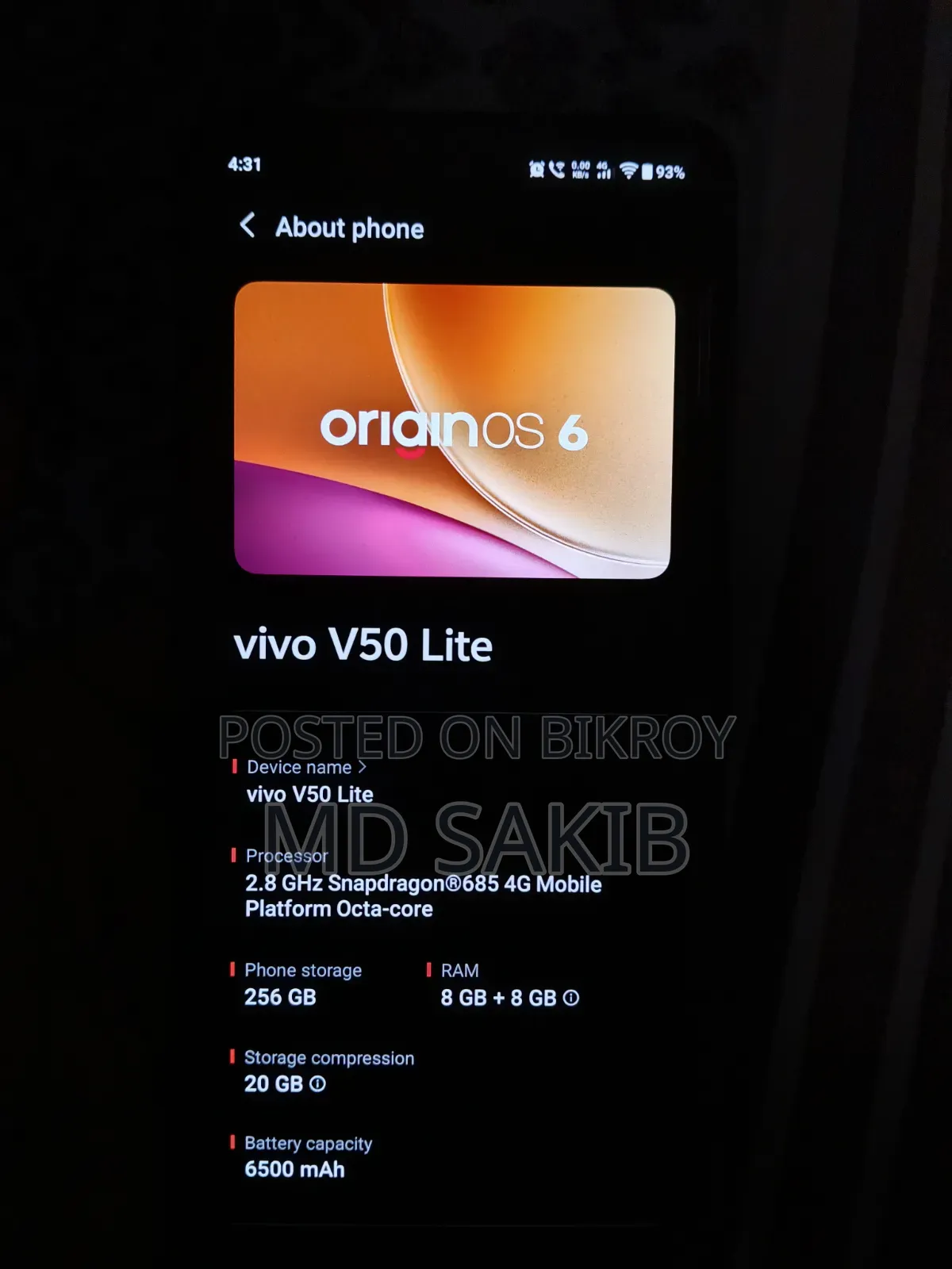 Vivo V50 Lite 256 GB Black