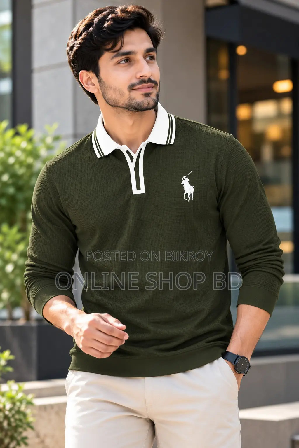 প্রিমিয়াম এমব্রয়ডারি ফুল স্লিভ পোলো শার্ট