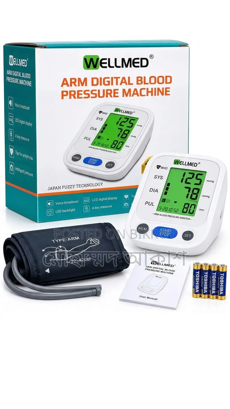 WellMed Upper Arm Digital BP Machine With Voice Function, LCD Display