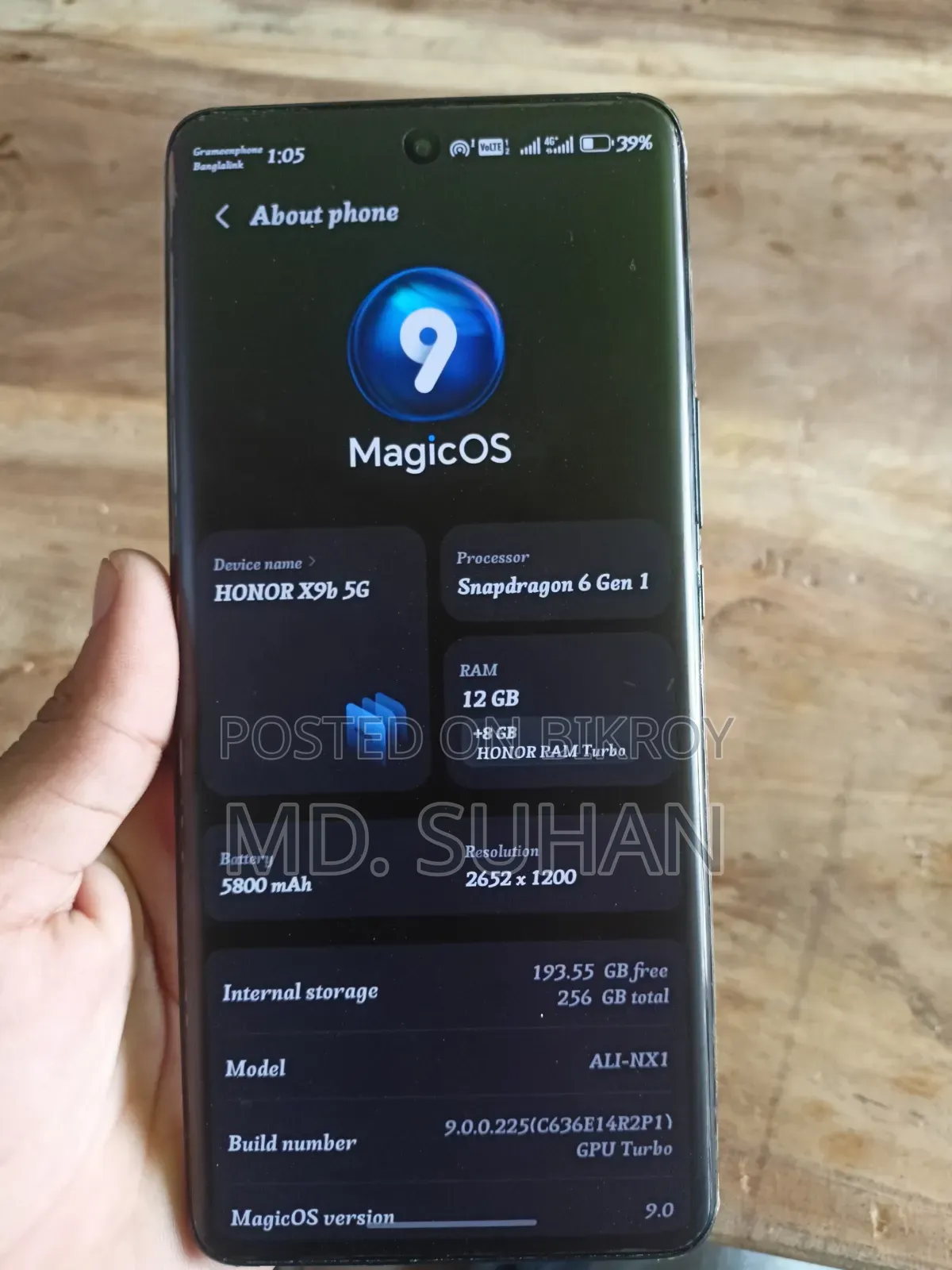 Honor X9b 5G 256 GB Gold