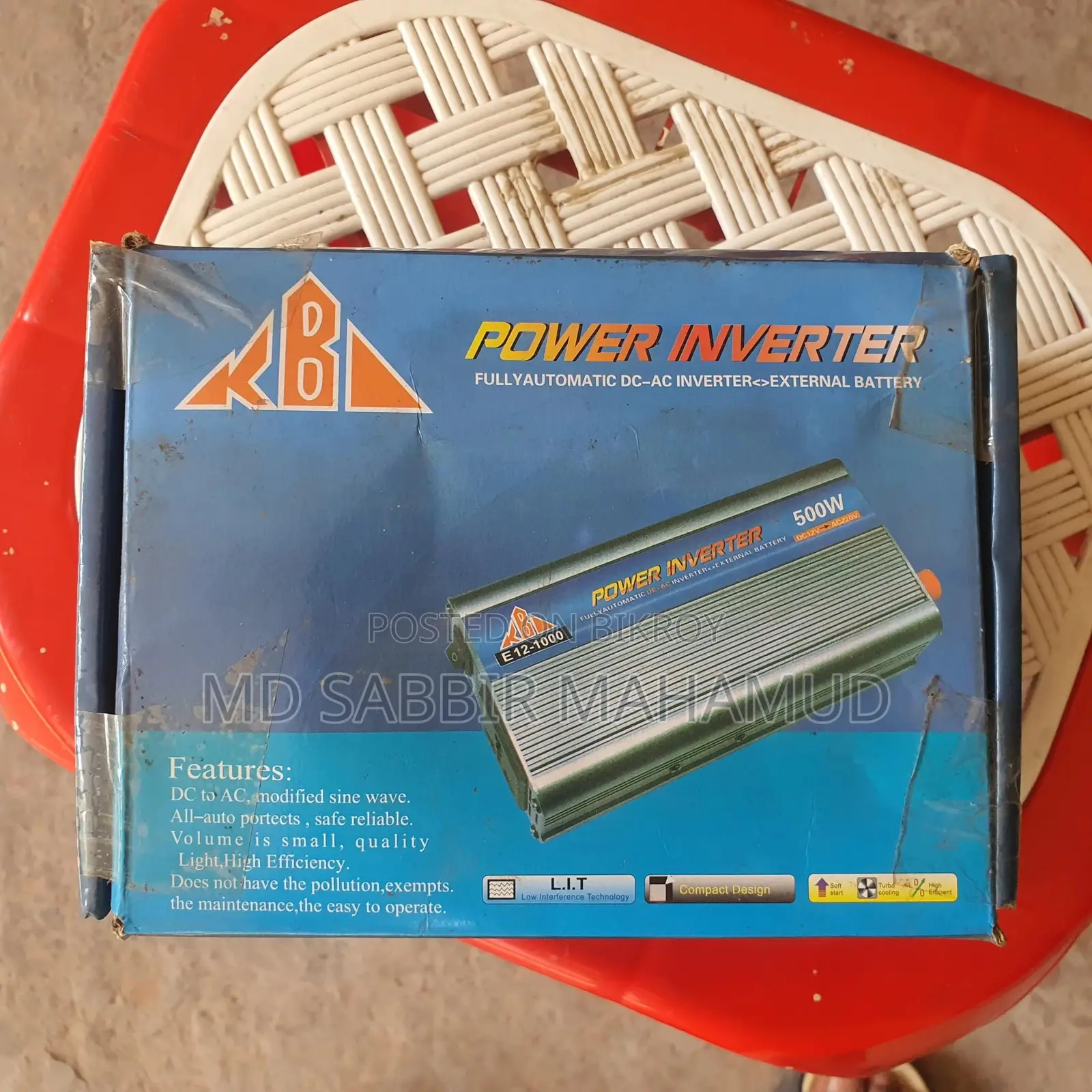 KB Power Inverter 500W (DC 12V to AC 220V) - Emergency Backup