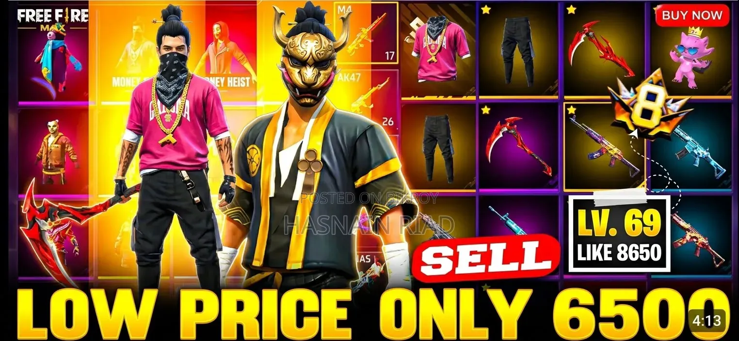 ⚡ ১০০% সেফ Free Fire ID Sell 🔥 Lv-69 | Prime 5 | 9 Evo Guns