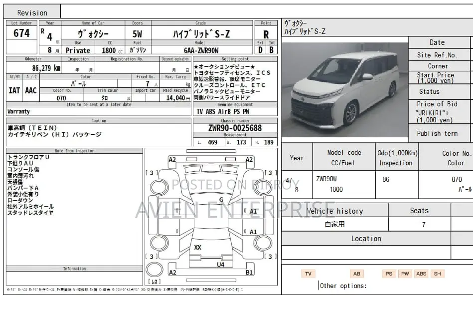 Toyota Voxy Hybrid S-Z 2-Wheel-Drive 7-Seater 2022 Pearl