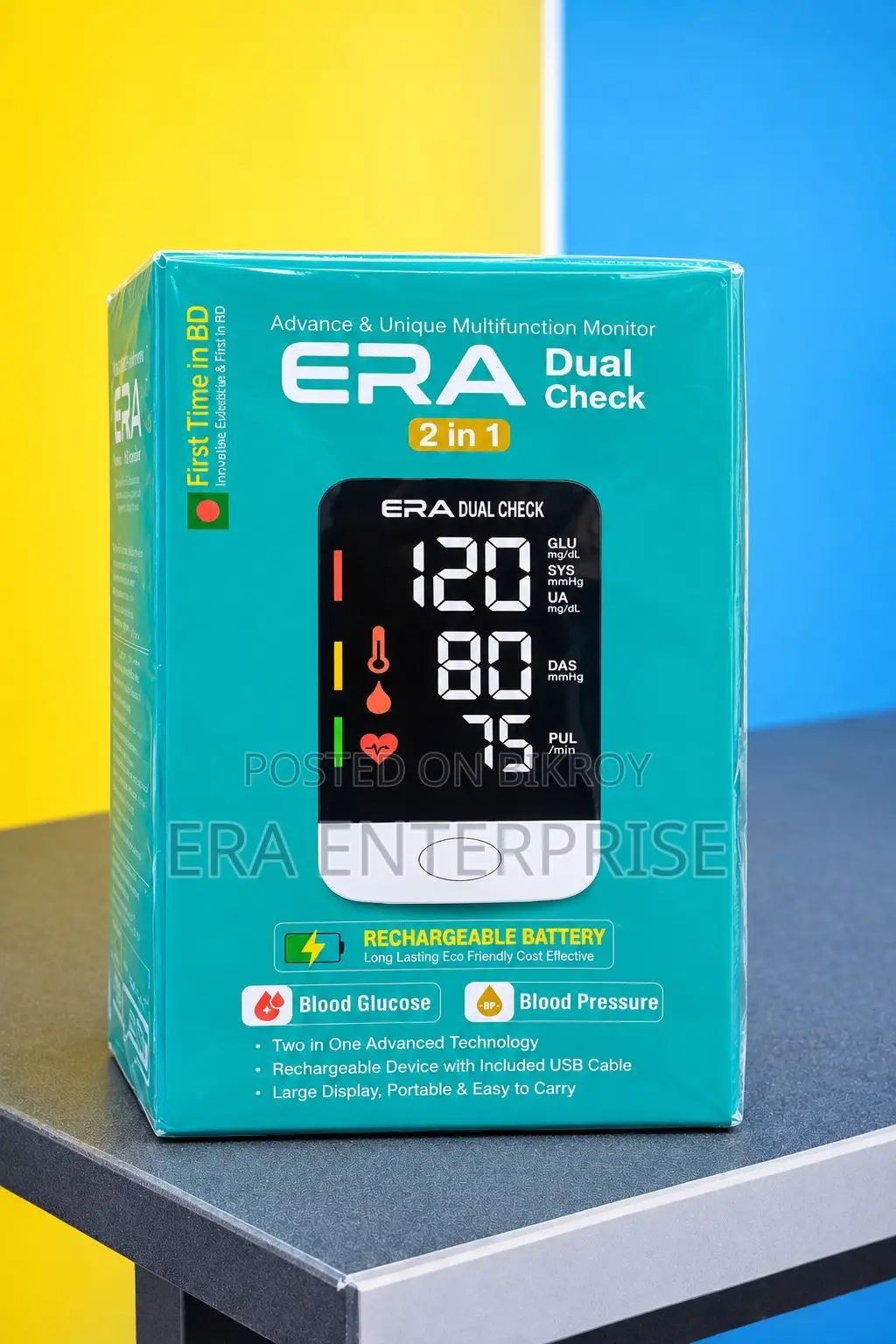 ERA Dual Check 2-in-1 Blood Glucose & Blood Pressure Monitor