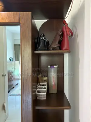 Hatil Wooden Wardrobe With Full Length Mirror & Storage Shelves