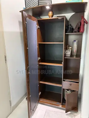 Hatil Wooden Wardrobe With Full Length Mirror & Storage Shelves
