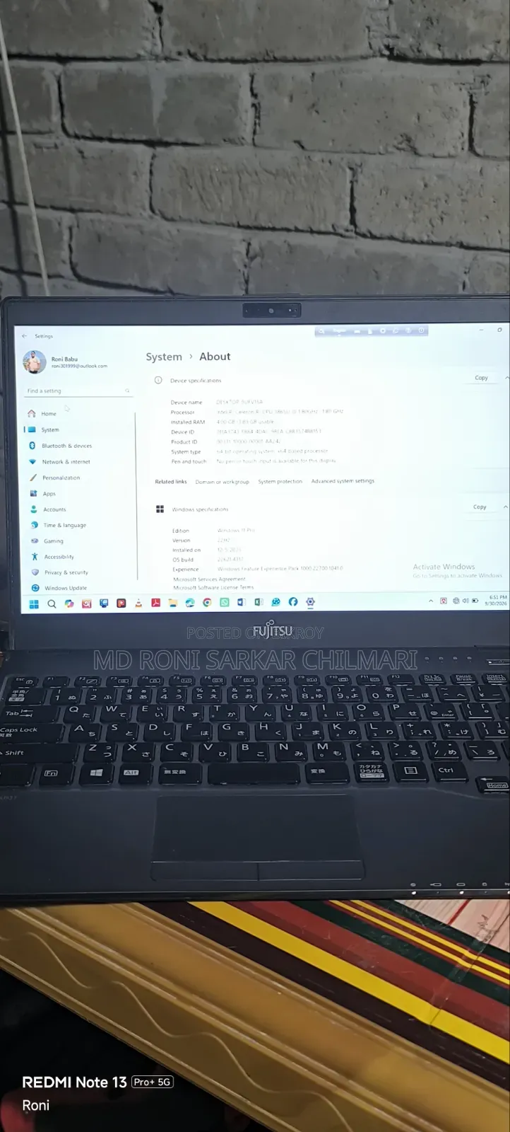 New Laptop Fujitsu Amilo Li3710 4GB Intel Atom eMMC 128GB