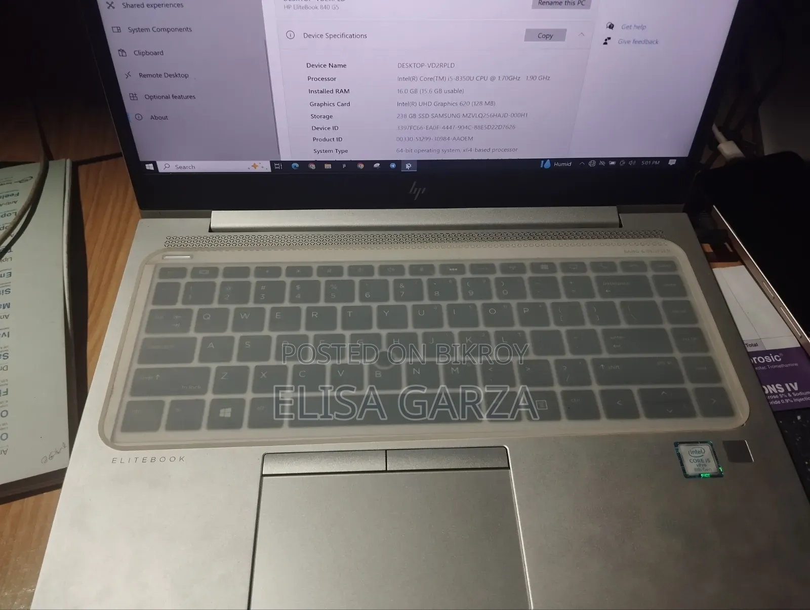 Laptop HP EliteBook 840 G5 16GB Intel Core i5 SSD 256GB