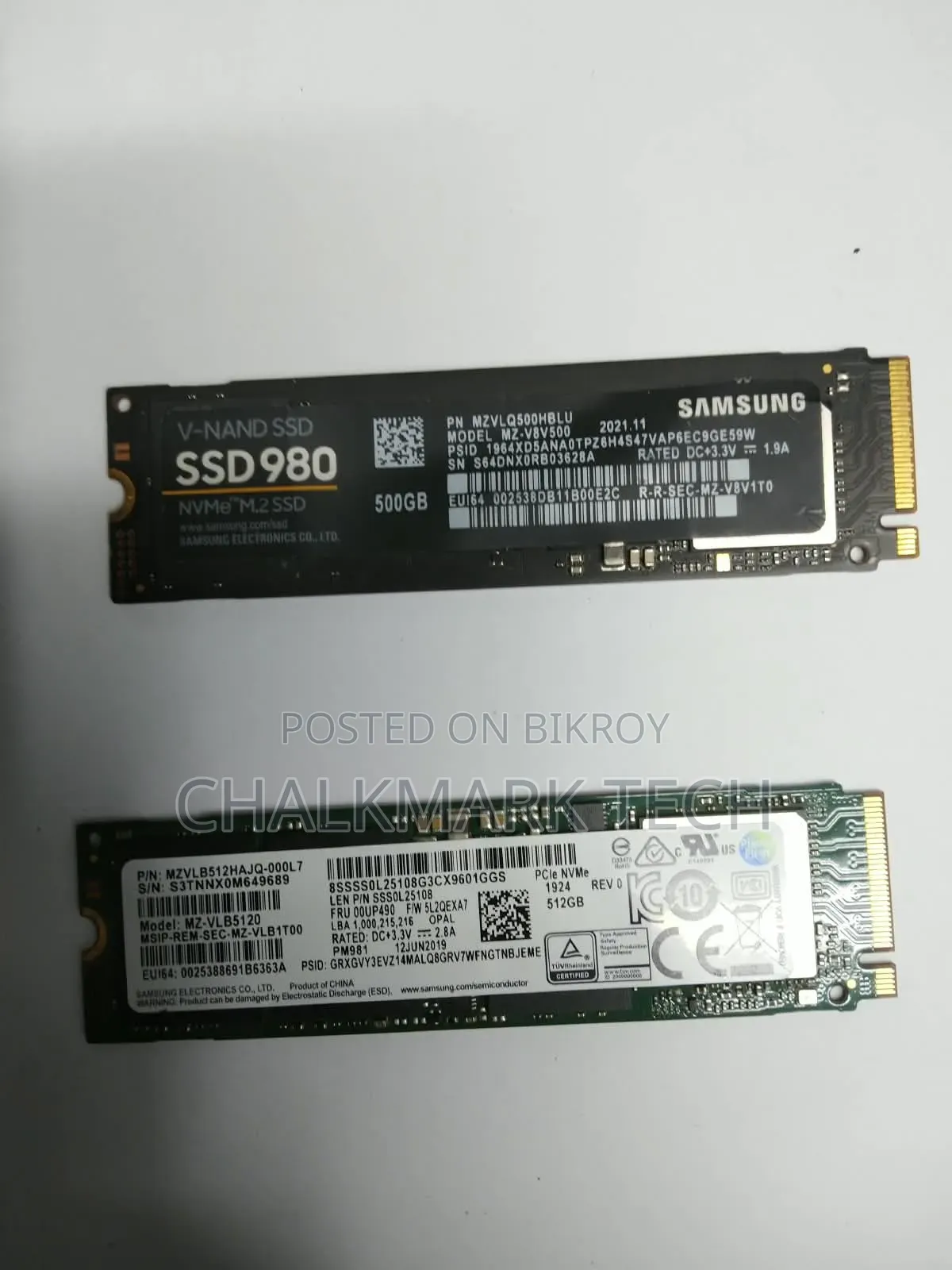 Samsung NVMe M.2 SSDs (500GB / 512GB)