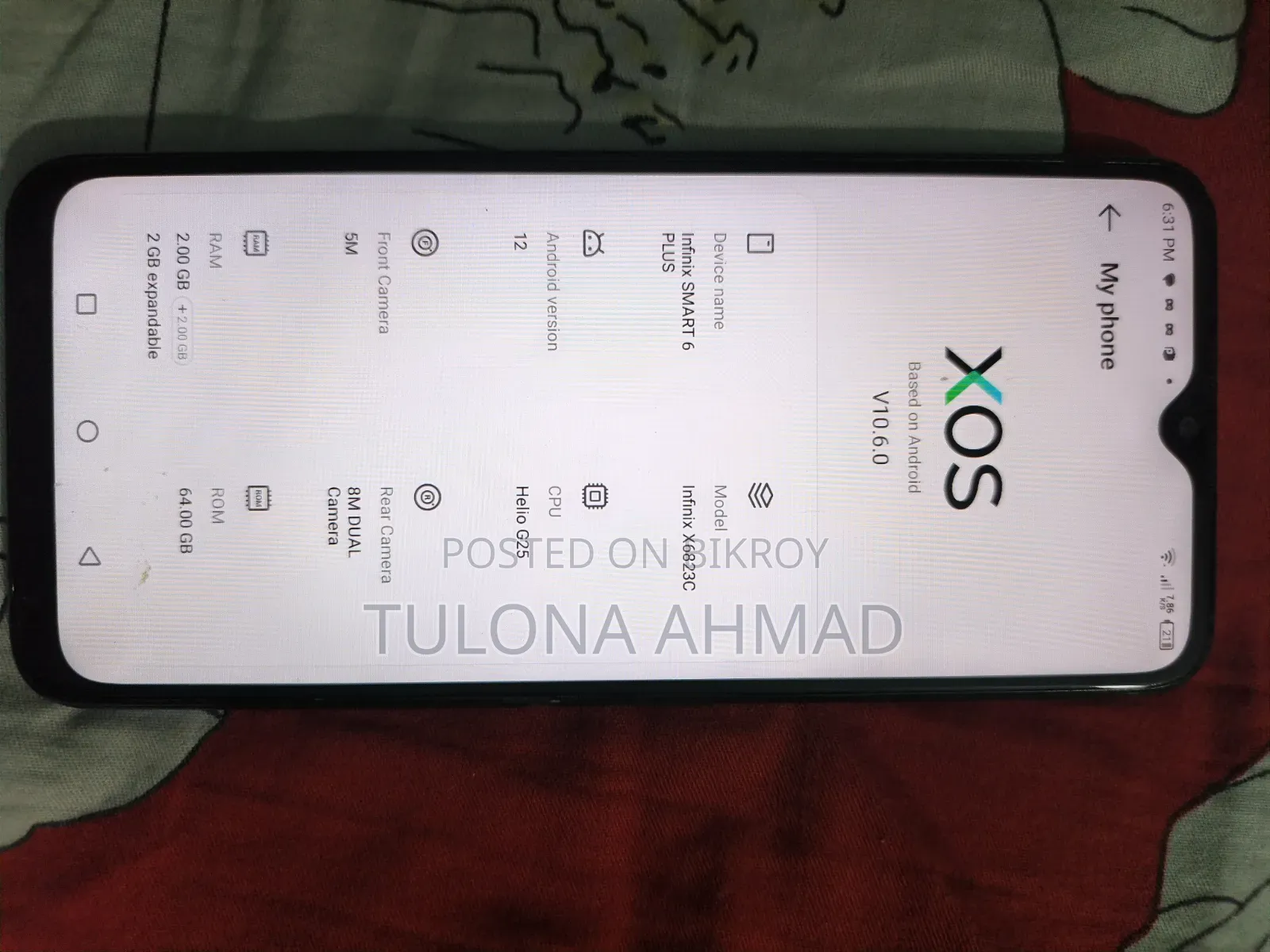 Infinix Smart 6 Plus (India) 64 GB Blue