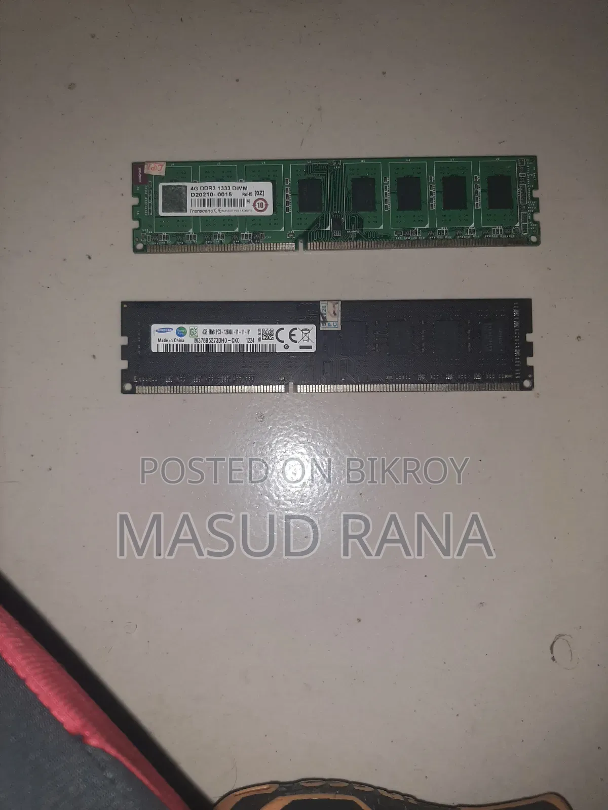২টি Desktop RAM বিক্রি হবে – Samsung 4GB + Transcend 4GB DDR3