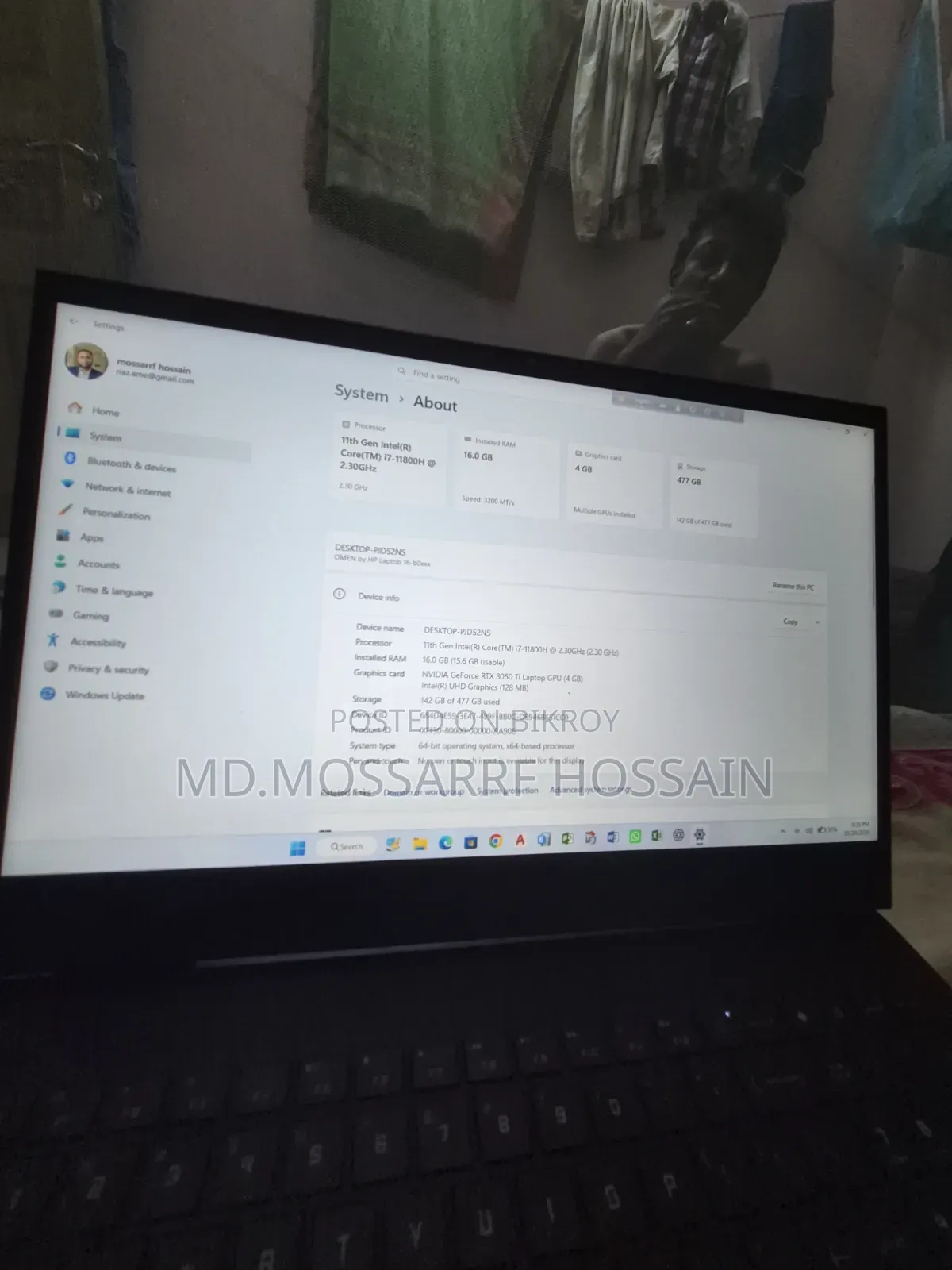 Laptop HP Omen 16 16GB Intel Core i7 SSD 512GB