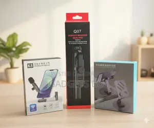 Smart Vlogger's Combo - K8 Mic, Q07 Tripod & Phone Stand | Brand New
