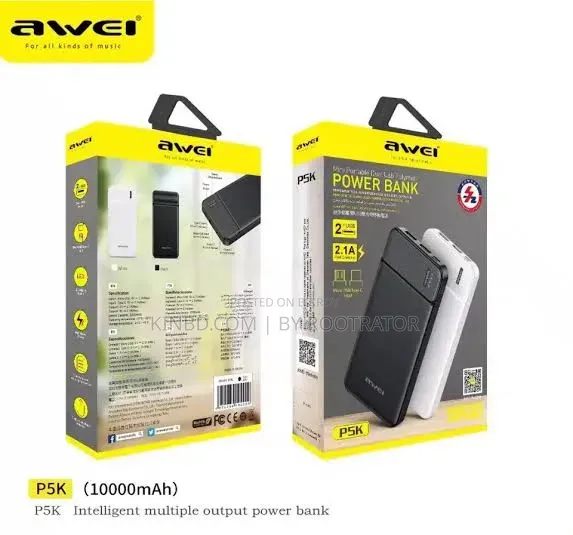 Awei P5K - 10000 mAh Powerful Power Bank and Fast Charging Backup