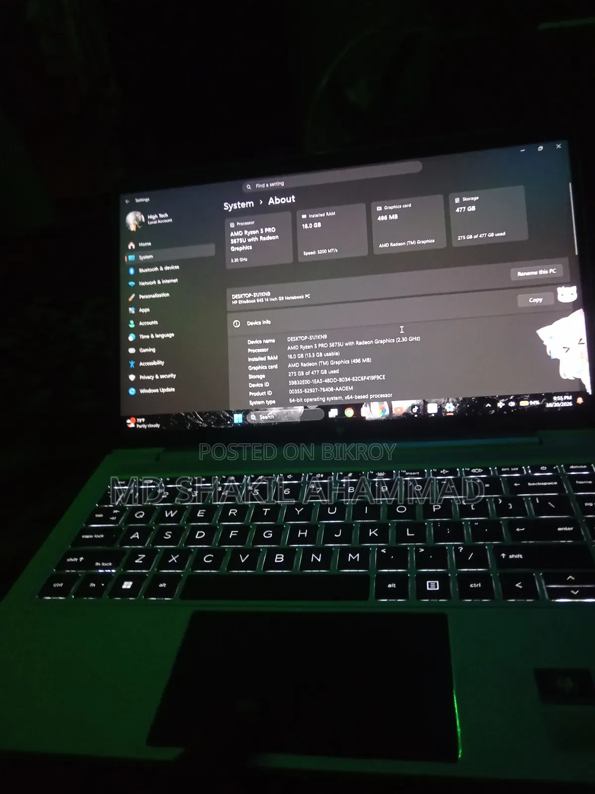 Laptop HP EliteBook 645 G9 16GB AMD Ryzen 5 SSD 500GB