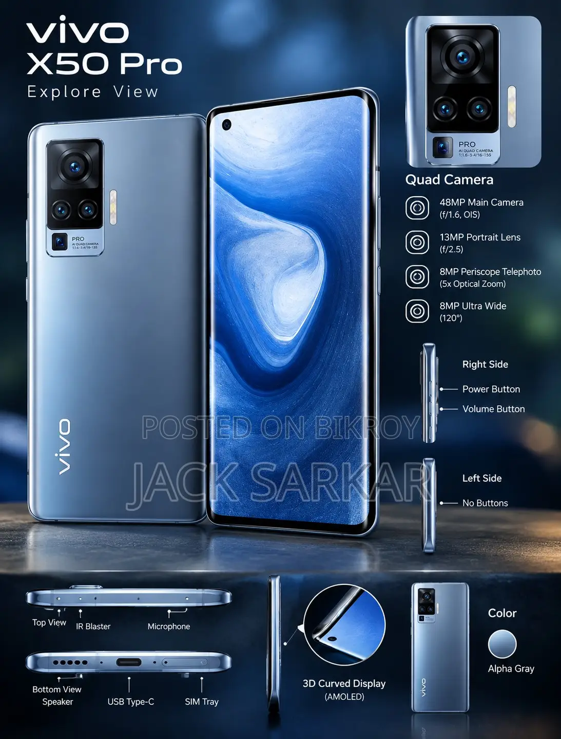 Vivo X50 Pro 128 GB Blue