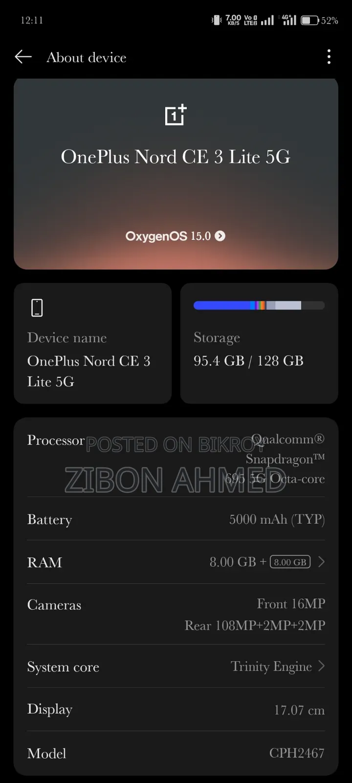 OnePlus Nord CE 3 Lite 5G 128 GB Graphite