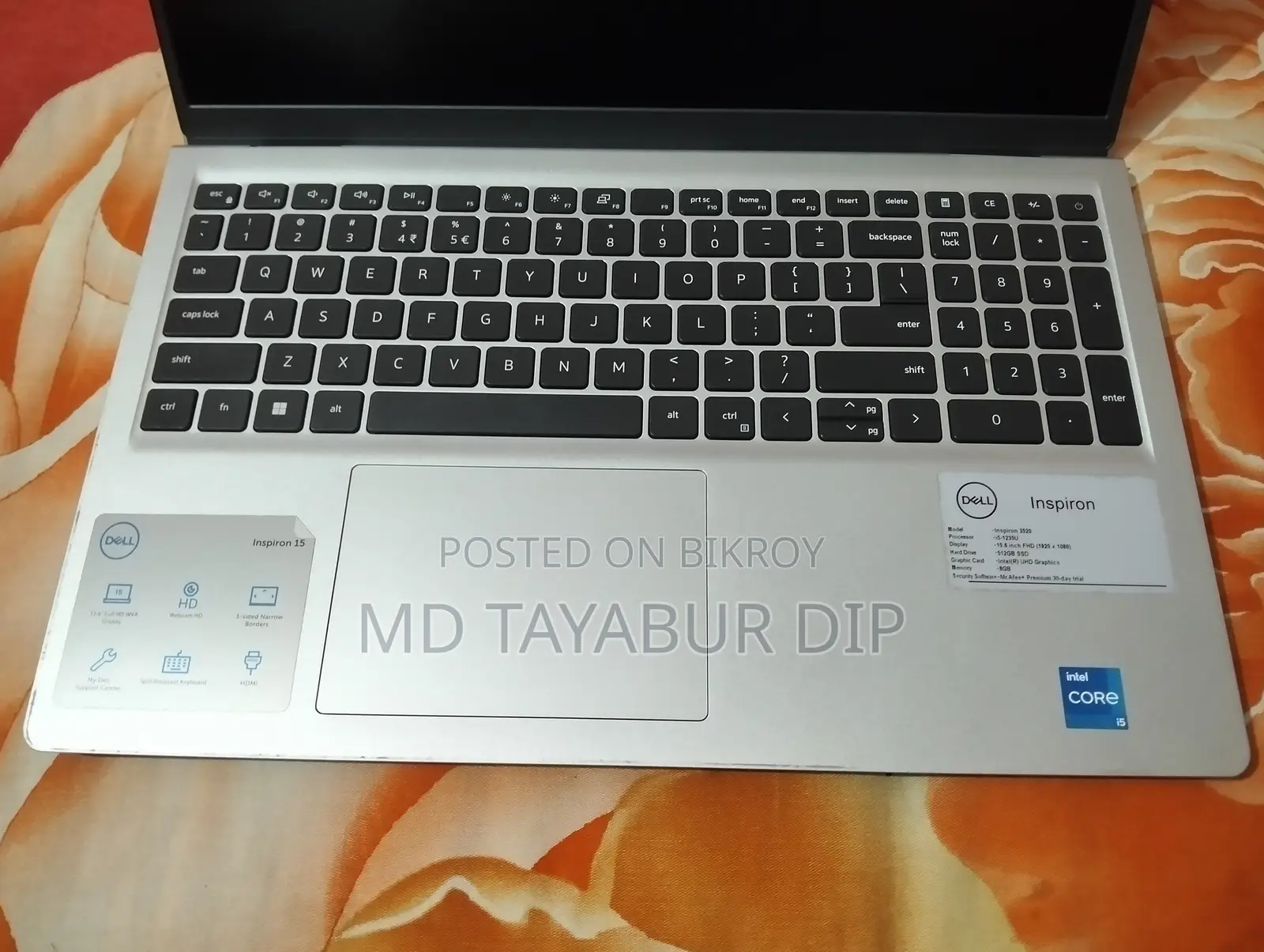 ল্যাপটপ Dell Inspiron 15 8GB Intel Core i5 SSD 512GB