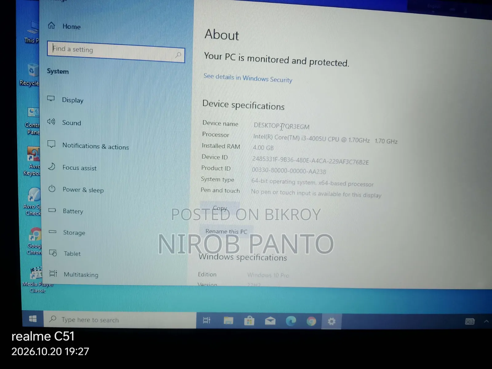 Laptop Dell Inspiron 15 3000 4GB Intel Celeron HDD+SSD 128GB