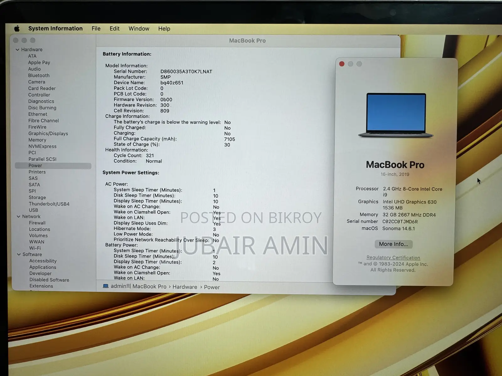 Laptop Apple MacBook Pro 2019 32GB Intel Core i9 SSD 512GB