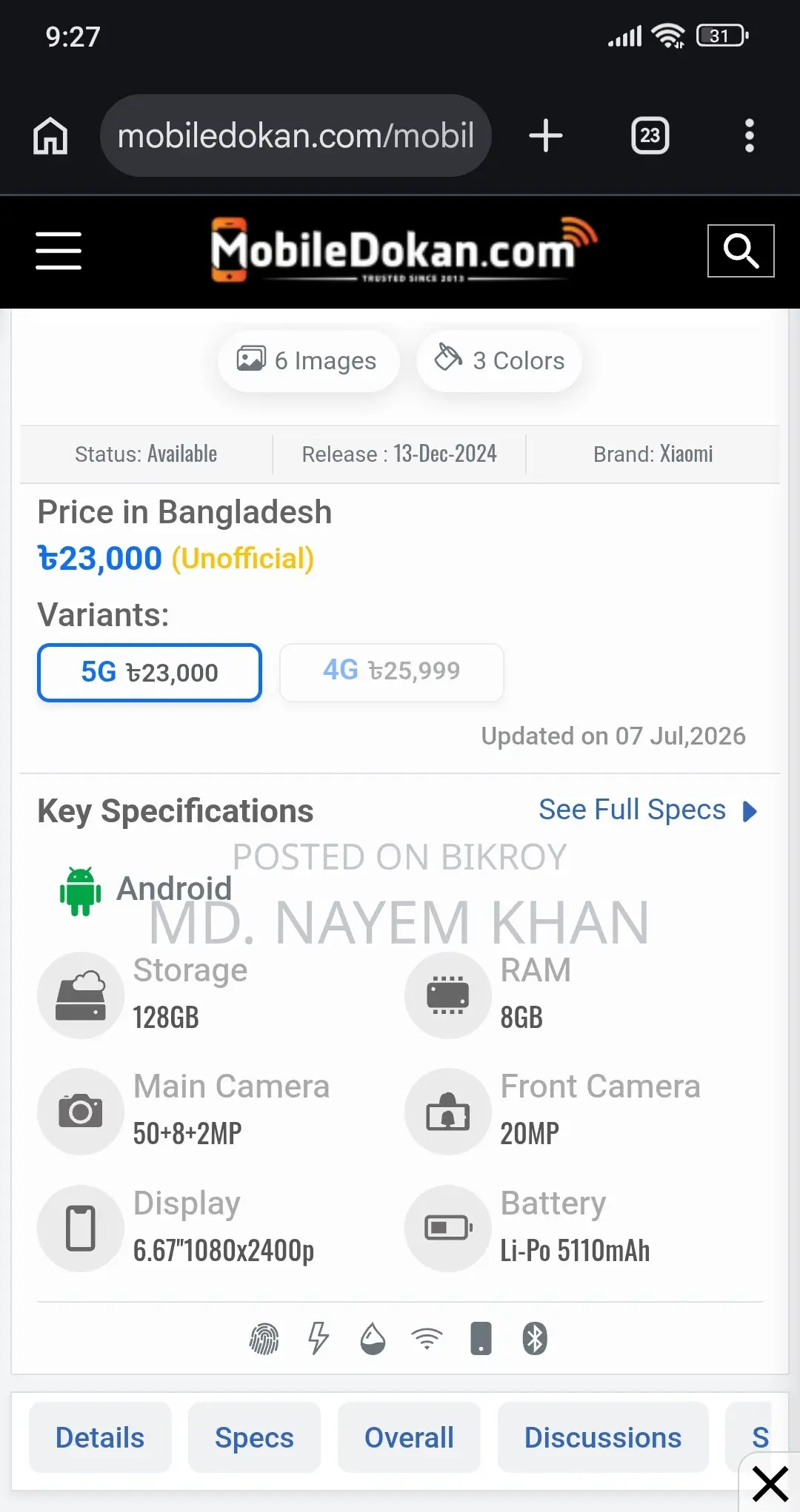 New Xiaomi Redmi Note 14 5G 256 GB Green