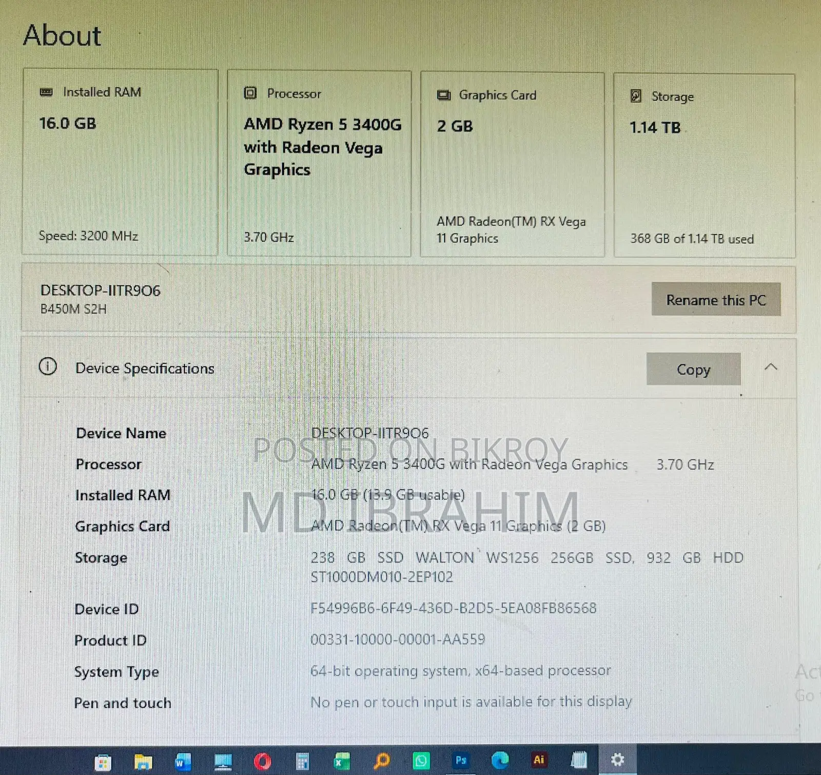 Desktop Computer 16GB AMD Ryzen 5 HDD+SSD 1T